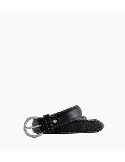 Ceinture femme avec boucle ronde en cuir grainé