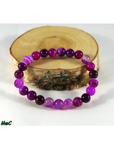 Bracelet agate rose rubanée