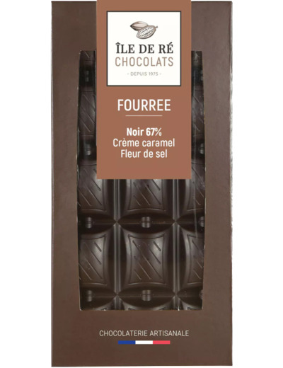 Tablette chocolat noir 67% fourrée crème de Caramel - Ile de Ré Chocolats