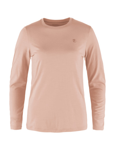 T-shirt Femme Abisko Manches Longues Mérinos 302/Chalk Rose FJÄLLRÄVEN